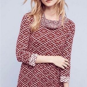 MOTH Anthropologie Women’s XS Galena Burgundy & Pink Cowl Neck Alpaca‎ Sweater